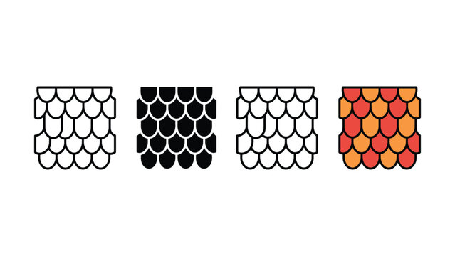 Four sets of fish scale patterns in different colors and styles