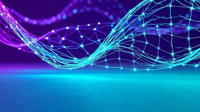 Abstract network wave with glowing nodes