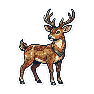 Graceful barking deer or muntjac standing in a lush green natural forest landscape