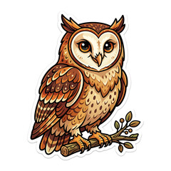 Detailed portrait of a majestic owl perched on a branch in the forest