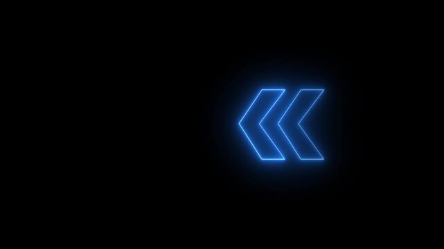 A 3D animation of glowing colorful neon arrows isolated on a black background. arrows neon night arrow neon, on alpha transparent background.