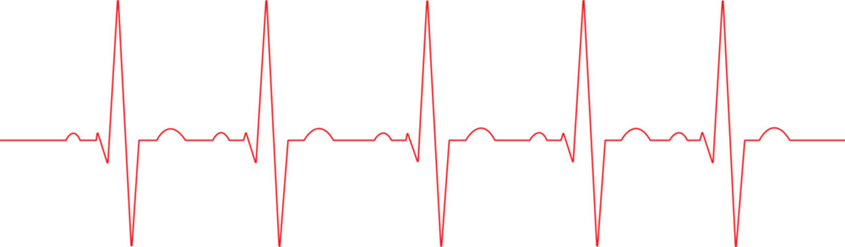 Red heart beat line showing a healthy medical pulse rhythm