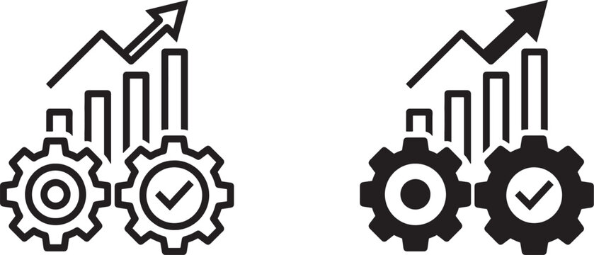 Business productivity and growth efficiency icons with business, productivity