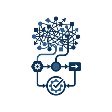 A complex diagram showing a structured workflow process flow chart