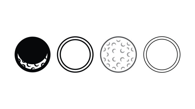 Four golf balls with different textures and patterns on white background