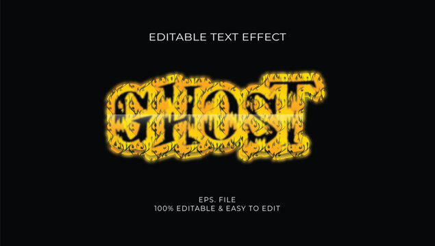 Burning fiery Ghost horror flame editable text effect vector illustration