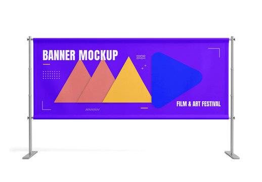 Wide Horizontal Printed Banner Mockup