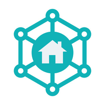 Smart Home Hexagon Tech Network System Icon Vector Illustration