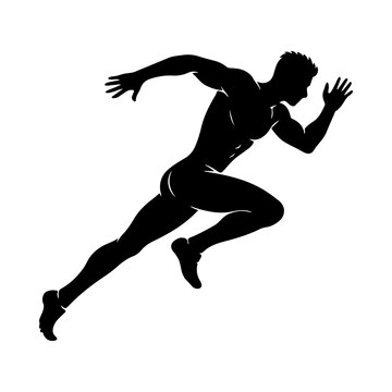 Sprinting Athlete Silhouette in Motion, Dynamic Runner Speed Action Vector