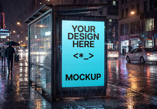 Bus Stop Billboard Mockup