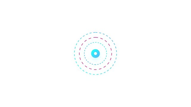 Animated pulsating signal waves with blue and red dotted circles