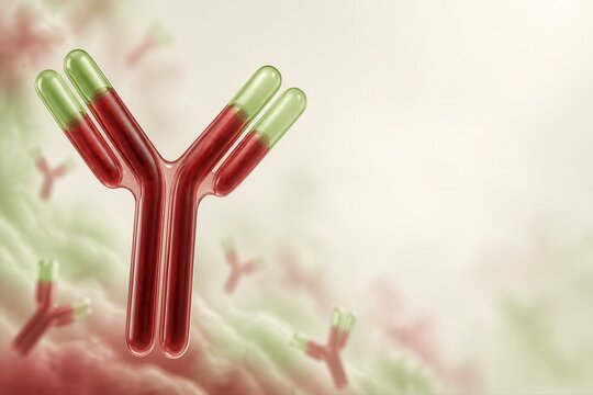 3D Antibody Structure with Immune Response Concept Background