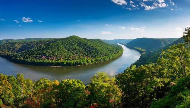 view of mountains and potomac river at harpers ferry west virginia