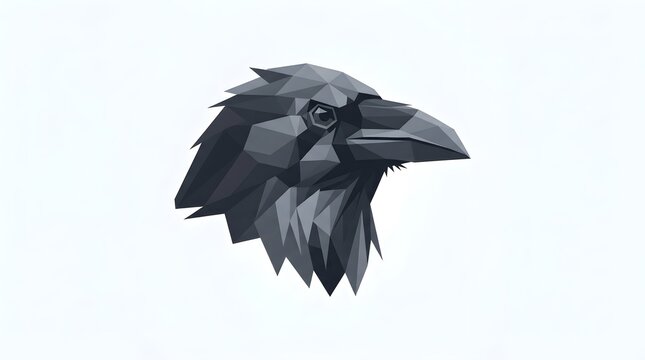 Raven head low-poly geometric