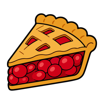 Slice of cherry pie vector illustration