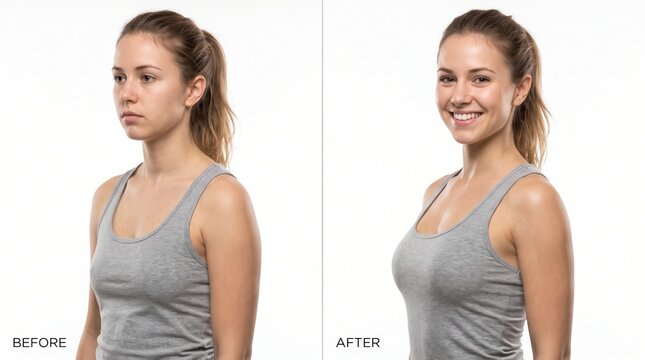 Before and After Female Chest Transformation Comparison with Improved Posture and Fitness Progress