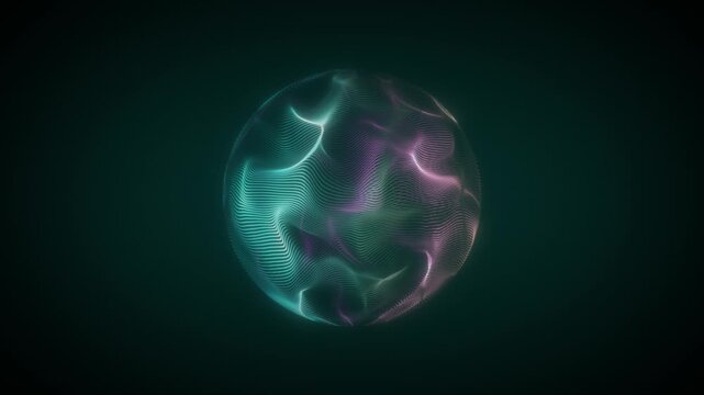 Royal blue color shimmering energy sphere with glowing wavy lines and magic plasma sci-fi loop able futuristic orb and voice control animation 