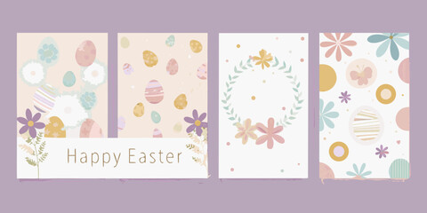 Floral Easter Cards Pastel Vector Illustrations For Spring Greetings © Poly