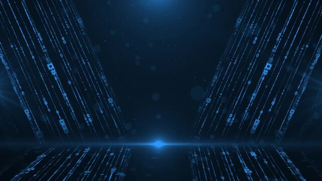 Royal blue particle lines falling awards stage 3d background elegant particles party screen and product displaying background