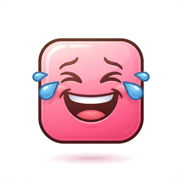 laughing and enjoying emoji illustration of white background.