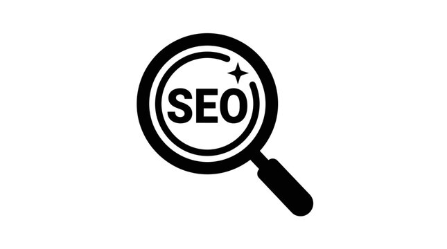 Search engine optimization icon black silhouette on a white background