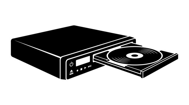 Optical Disc Drive Silhouette Against White Background