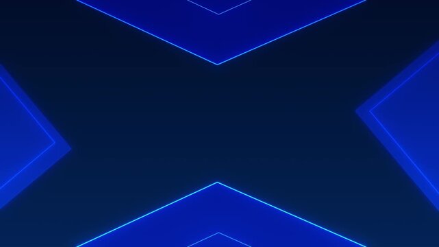 Futuristic blue arrow frame visual bright neon corner shapes, deep empty center, and clean geometric layout. title cards, business slides, 19 intros, esports videos, motion