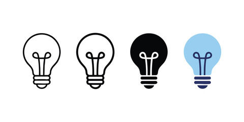 Set of four different light bulb icons representing innovation and ideas with lightbulb innovation creativity thinking solution inspiration business electricity invention strategy knowledge © H