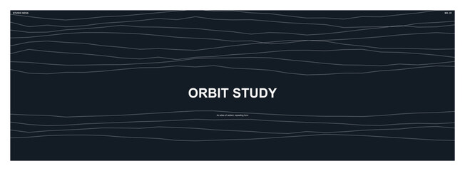 Abstract minimal design with wave lines and orbit study text element isolated on a transparent background for modern digital composition © Sopna
