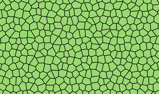 Abstract Bright Green Geometric Voronoi Polygon Mosaic Background Texture Pattern 