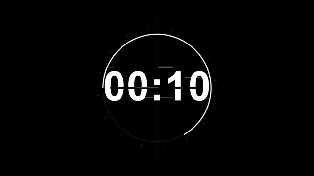 Minimal Black and White Countdown Timer with Circular Stopwatch HUD