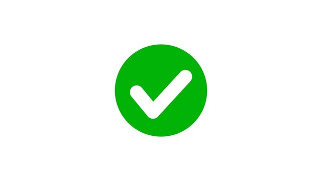 Green check mark icon in a circle isolated on a white background for verification