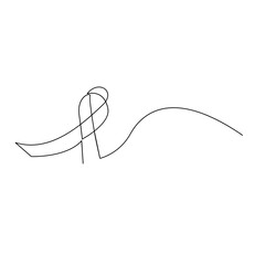 Obraz premium Continuous Line Drawing of Awareness Ribbon Symbol for Support and Solidarity