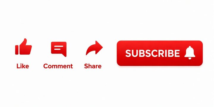 Social media interaction icons with subscribe button