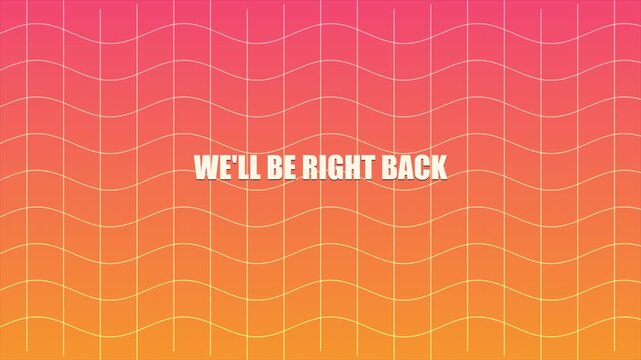 Be Right Back Sunset Wave Grid Pink Orange Gradient Retrowave Stream Starting Soon Screen Motion Graphic Loop