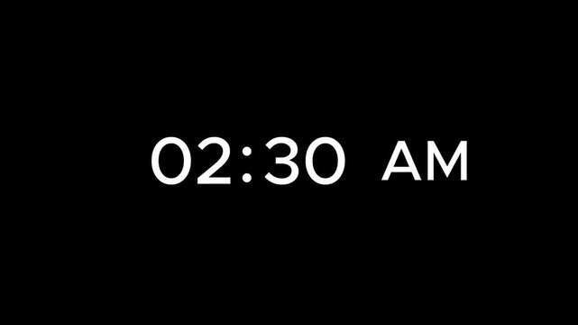 Digital clock time stamps sequence on green screen background or alpha channel. 4K Video