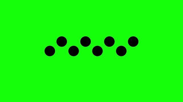 Animated black bouncing dots on green screen. Ideal for loading screens, typing indicators, waiting sequences, or processing UI.