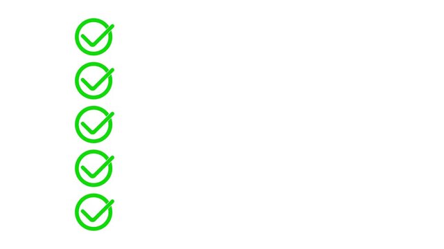 Checklist concept - checklist box with red check mark, Motion graphics of tick mark concept, Collection of line art checklist animation with checkmarks , Animated checklist with green checkmarks
