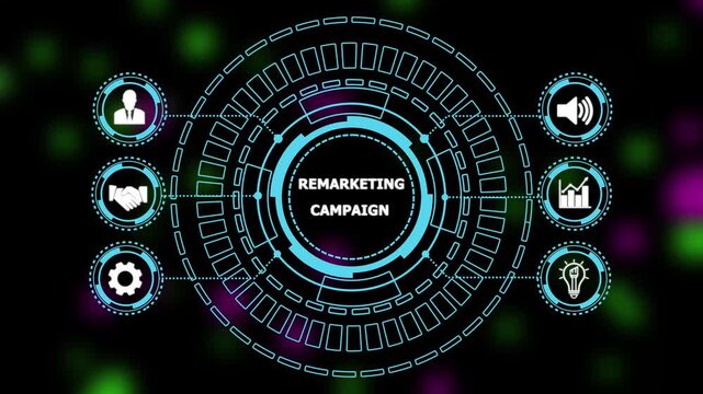 Abstract automation technology background. Business, Technology, Internet and network concept."REMARKETING CAMPAIGN" a crucial business strategy for workforce business success growth. 4k motion video