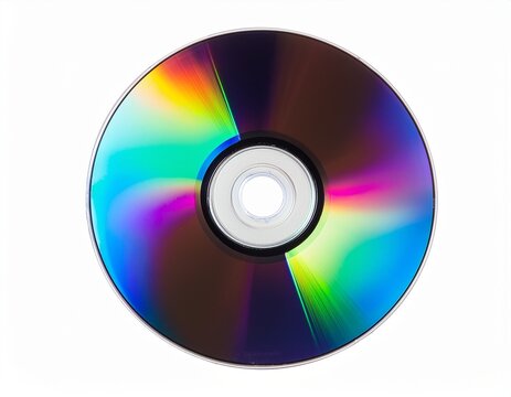 iridescent compact disc cd dvd for data storage and multimedia software isolated on white background cutout