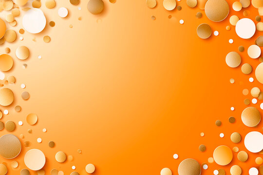 Modern Festive Abstract Background with Golden Orange Gradient and Luxury Confetti Border
