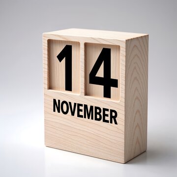 Wooden calendar block showing the date of november 14th