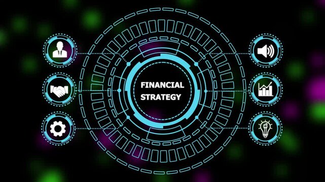 Abstract automation technology background. Business, Technology, Internet and network concept."FINANCIAL STRATEGY" a crucial business strategy for workforce business success growth. 4k motion video
