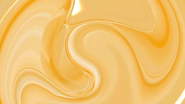 Abstract golden liquid wave motion background, 3D honey argan facial oil texture loop