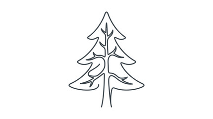 Obraz premium Conifer tree icon depicts a simplified evergreen shape using a single flowing line for a clean modern aesthetic.