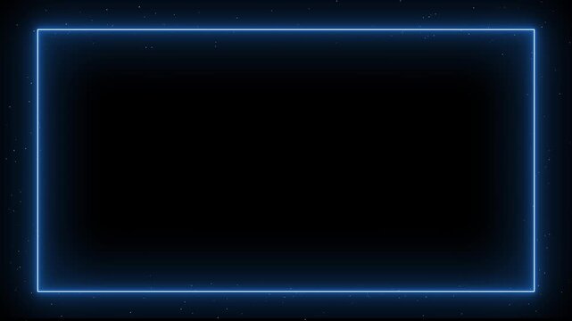 Cyan glowing title border visual wide black empty area, thin luminous frame, subtle particle field. quote screens, social videos, tech labels, product promos, digital cards, and motion graphics.