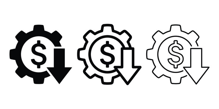 Cost optimization icon silhouette vector outline and line art
