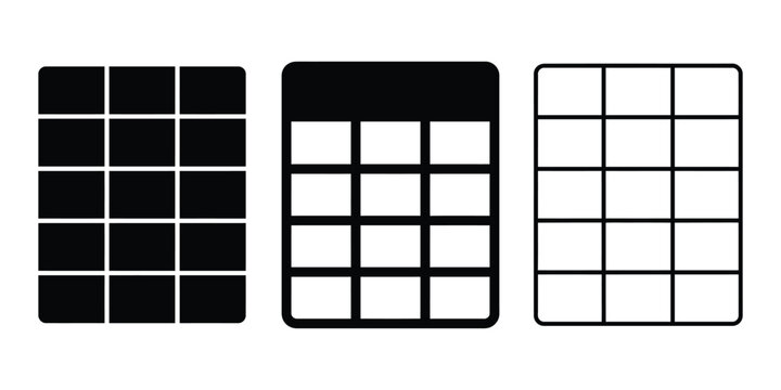 Data table icon silhouette vector outline and line art