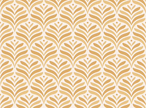 Geometric floral art deco abstract pattern. Symmetrical decorative background.
