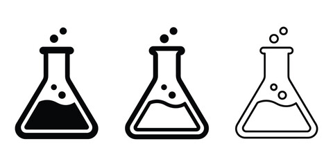 Flask icon silhouette vector outline and line art © MD